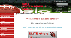 Desktop Screenshot of elitefantasyfootballleague.com